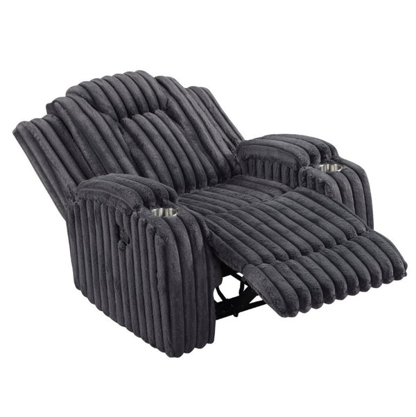 English Elm Dark Gray Corduroy 3 Piece Reclining Living Room Set with Wall Hugger Mechanism B011S02516