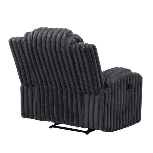 English Elm Dark Gray Corduroy 3 Piece Reclining Living Room Set with Wall Hugger Mechanism B011S02516