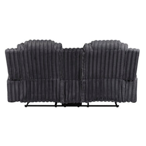 English Elm Dark Gray Corduroy 3 Piece Reclining Living Room Set with Wall Hugger Mechanism B011S02516
