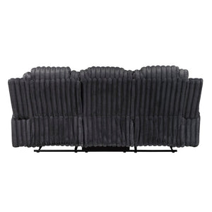 English Elm Dark Gray Corduroy 3 Piece Reclining Living Room Set with Wall Hugger Mechanism B011S02516