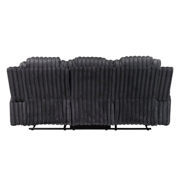 English Elm Dark Gray Corduroy 3 Piece Reclining Living Room Set with Wall Hugger Mechanism B011S02516