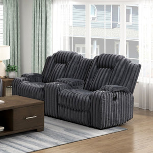 English Elm Dark Gray Corduroy 3 Piece Reclining Living Room Set with Wall Hugger Mechanism B011S02516