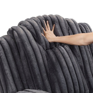English Elm Dark Gray Corduroy 3 Piece Reclining Living Room Set with Wall Hugger Mechanism B011S02516