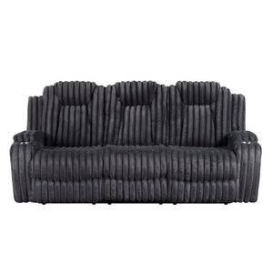 English Elm Dark Gray Corduroy 3 Piece Reclining Living Room Set with Wall Hugger Mechanism B011S02516