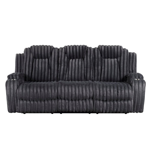 English Elm Dark Gray Corduroy 3 Piece Reclining Living Room Set with Wall Hugger Mechanism B011S02516
