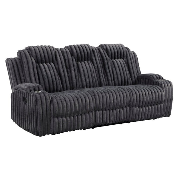 English Elm Dark Gray Corduroy 3 Piece Reclining Living Room Set with Wall Hugger Mechanism B011S02516