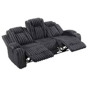 English Elm Dark Gray Corduroy 3 Piece Reclining Living Room Set with Wall Hugger Mechanism B011S02516