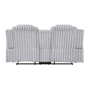 English Elm Dark Corduroy Reclining Sofa Set with Wall Hugger Design Storage Console Cup Holders Light Gray B011S02519