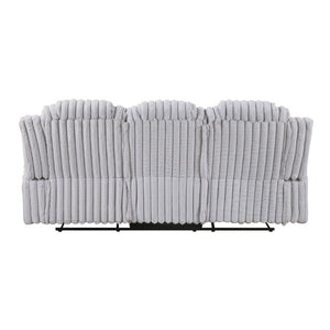 English Elm Dark Corduroy Reclining Sofa Set with Wall Hugger Design Storage Console Cup Holders Light Gray B011S02519
