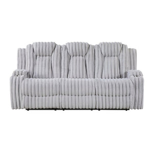 English Elm Dark Corduroy Reclining Sofa Set with Wall Hugger Design Storage Console Cup Holders Light Gray B011S02519