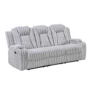 English Elm Dark Corduroy Reclining Sofa Set with Wall Hugger Design Storage Console Cup Holders Light Gray B011S02519