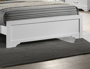 English Elm White Faux Leather Diamond Tufted King Bed Set with LED Headboard and Two Nightstands B011S02521