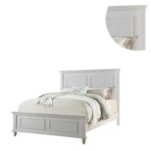 English Elm White California King Panel Bed Set with Two Nightstands Country Classic Bedroom B011S02523