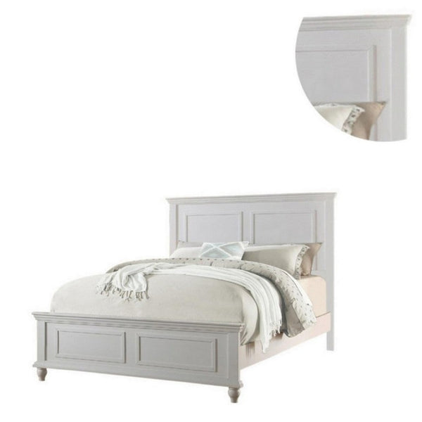 English Elm White California King Panel Bed Set with Two Nightstands Country Classic Bedroom B011S02523