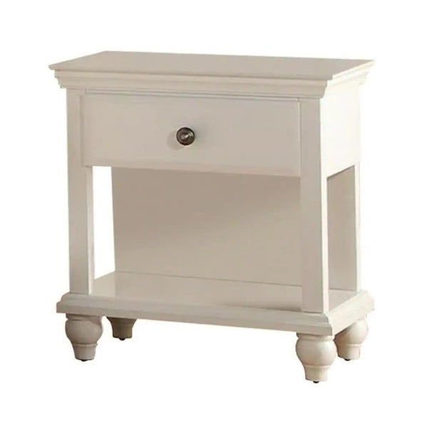 English Elm White California King Panel Bed Set with Two Nightstands Country Classic Bedroom B011S02523