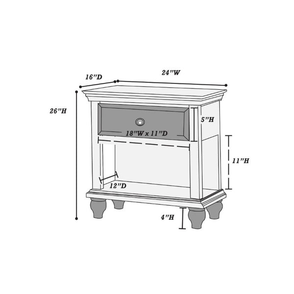 English Elm White California King Panel Bed Set with Two Nightstands Country Classic Bedroom B011S02523