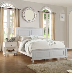 English Elm White California King Panel Bed Set with Two Nightstands Country Classic Bedroom B011S02523