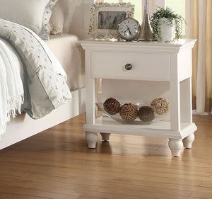 English Elm White California King Panel Bed Set with Two Nightstands Country Classic Bedroom B011S02523
