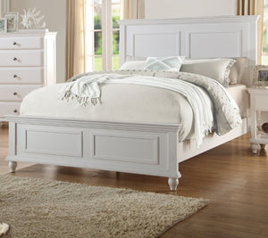 English Elm White California King Panel Bed Set with Two Nightstands Country Classic Bedroom B011S02523