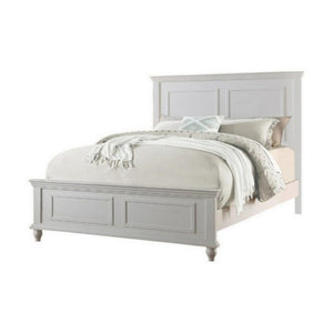 English Elm White California King Panel Bed Set with Two Nightstands Country Classic Bedroom B011S02523