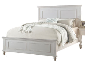 English Elm White California King Panel Bed Set with Two Nightstands Country Classic Bedroom B011S02523