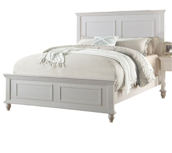 English Elm White California King Panel Bed Set with Two Nightstands Country Classic Bedroom B011S02523