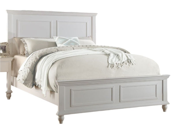 English Elm White California King Panel Bed Set with Two Nightstands Country Classic Bedroom B011S02523