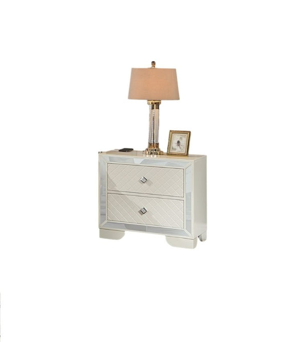 English Elm Majestic King Bed Set Faux Leather Tufted Headboard with LED Lighting and Nightstands B011S02526