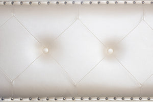 English Elm Queen Tufted Faux Leather Panel Bed Set with Led Headboard and Mirrored Glam Accents B011S02527