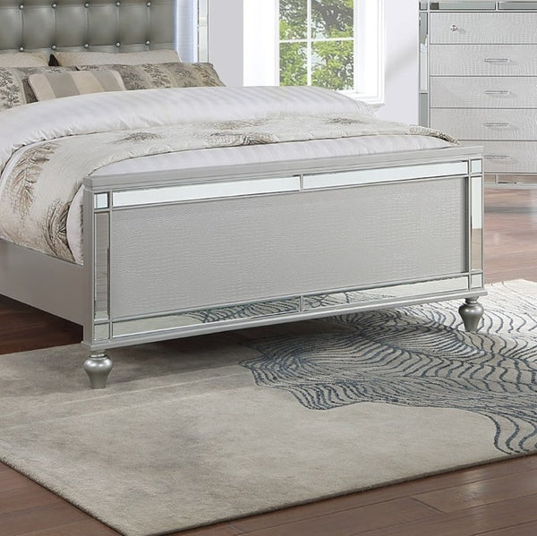 English Elm Sleek Eastern King Bedroom Set Mirrored Frame LED Lighting Tufted Faux Leather Headboard B011S02530