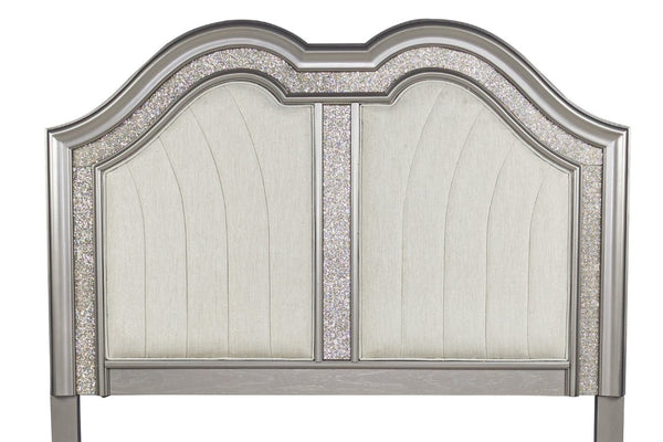 English Elm Contemporary Glam Eastern King Upholstered Bed Set with LED Headboard and Nightstands B011S02534