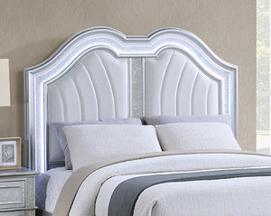 English Elm Contemporary Glam Eastern King Upholstered Bed Set with LED Headboard and Nightstands B011S02534