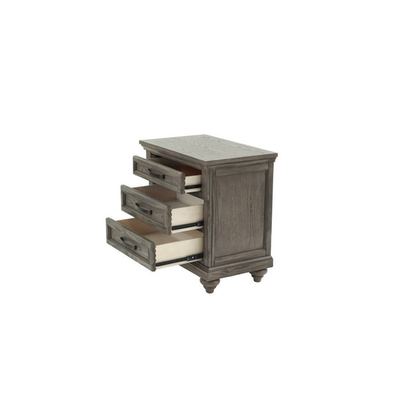 English Elm Antique Gray Oak Sleigh Bed Set Eastern King with Two Nightstands Barn Transitional B011S02536