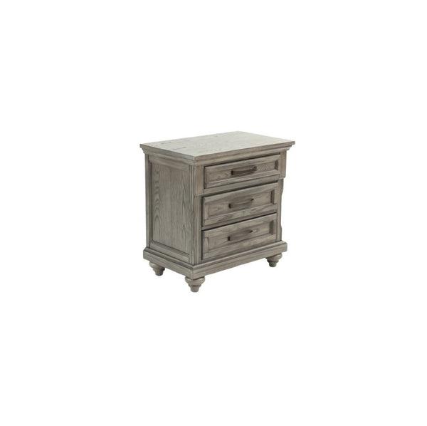 English Elm Antique Gray Oak Sleigh Bed Set Eastern King with Two Nightstands Barn Transitional B011S02536