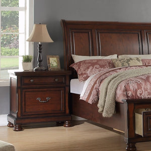 English Elm Traditional Queen Panel Bed Set with Two Nightstands in Warm Antique Cherry Finish B011S02541