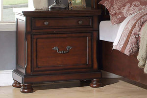 English Elm Traditional California King Panel Bed Set with Cherry Veneer Finish Two Nightstands B011S02542