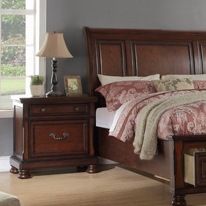 English Elm Traditional California King Panel Bed Set with Cherry Veneer Finish Two Nightstands B011S02542