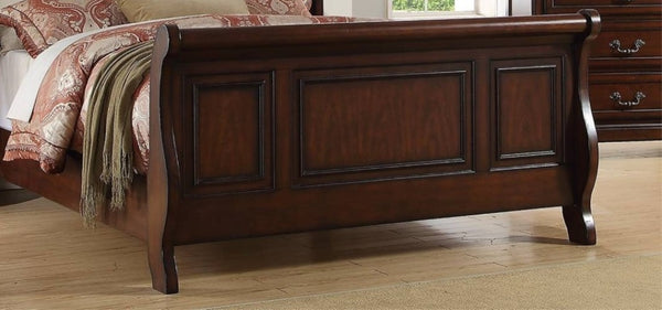 English Elm Traditional California King Panel Bed Set with Cherry Veneer Finish Two Nightstands B011S02542
