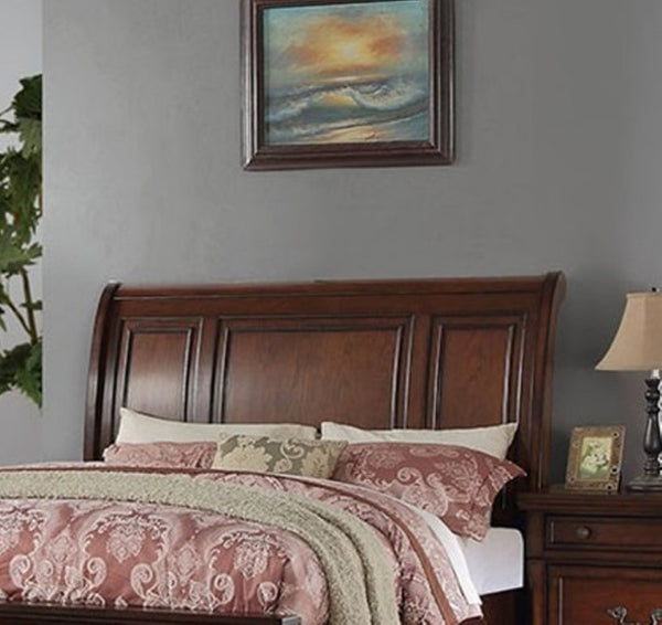 English Elm Traditional Antique Cherry Panel Bedroom Set with Cal King Bed and Two Nightstands B011S02545