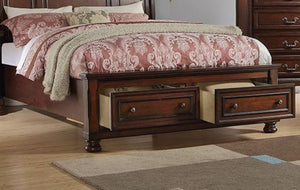 English Elm Traditional Antique Cherry Panel Bedroom Set with Cal King Bed and Two Nightstands B011S02545