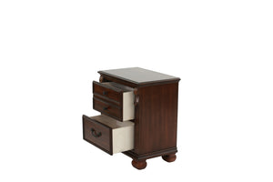 English Elm Luxurious Queen Panel Bed Set with Nightstands Faux Leather Headboard Dark Cherry B011S02547