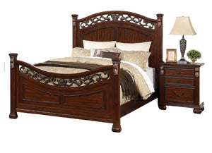 English Elm Luxurious Eastern King Panel Bed Set with Nightstands in Rich Dark Cherry Finish B011S02548