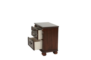 English Elm Luxurious Eastern King Panel Bed Set with Nightstands in Rich Dark Cherry Finish B011S02548