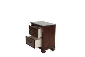 English Elm Luxurious Eastern King Panel Bed Set with Nightstands in Rich Dark Cherry Finish B011S02548
