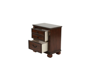English Elm Luxurious Eastern King Panel Bed Set with Nightstands in Rich Dark Cherry Finish B011S02548