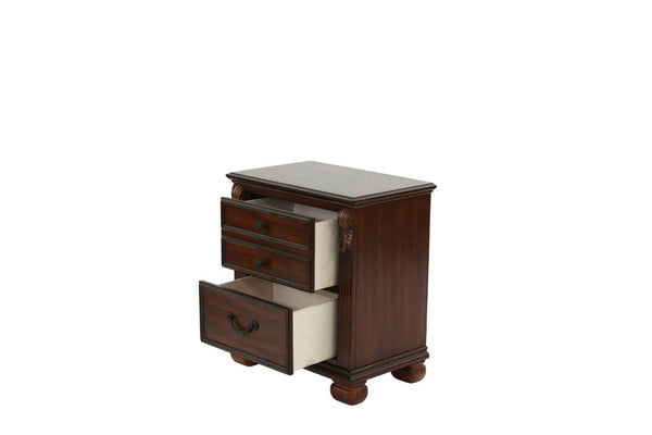 English Elm Luxurious Eastern King Panel Bed Set with Nightstands in Rich Dark Cherry Finish B011S02548