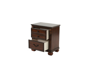English Elm Luxurious Eastern King Panel Bed Set with Nightstands in Rich Dark Cherry Finish B011S02548
