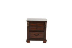 English Elm Luxurious Eastern King Panel Bed Set with Nightstands in Rich Dark Cherry Finish B011S02548