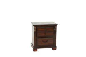 English Elm Luxurious Eastern King Panel Bed Set with Nightstands in Rich Dark Cherry Finish B011S02548