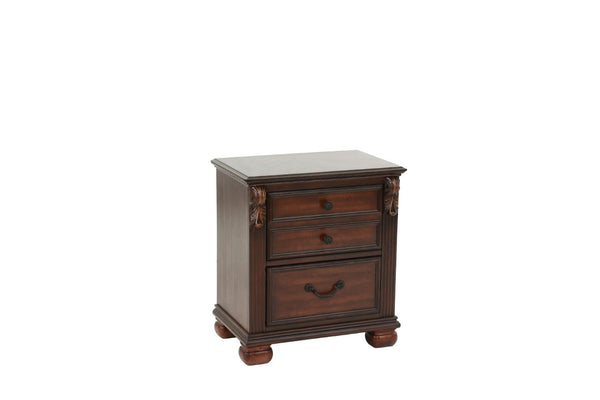 English Elm Luxurious Eastern King Panel Bed Set with Nightstands in Rich Dark Cherry Finish B011S02548
